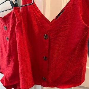 JLUXLABEL Red Camisole with Button Detail